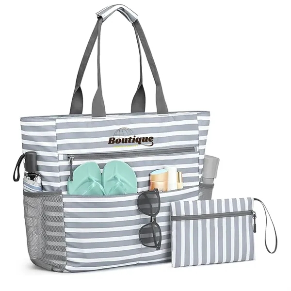 Vacation Beach Tote Bag with Zipper and Pockets - Vacation Beach Tote Bag with Zipper and Pockets - Image 0 of 5