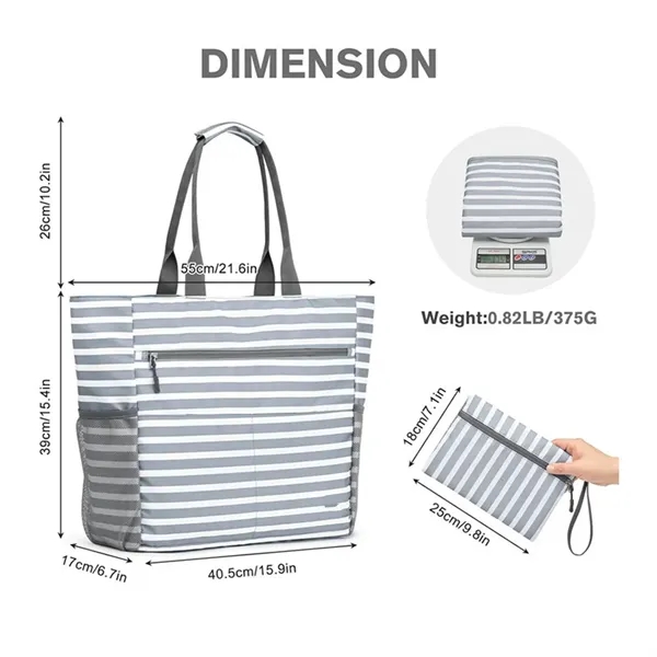 Vacation Beach Tote Bag with Zipper and Pockets - Vacation Beach Tote Bag with Zipper and Pockets - Image 3 of 5