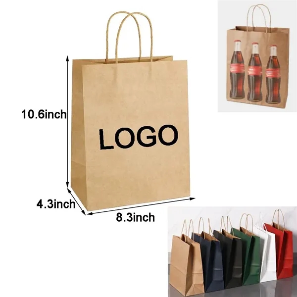 Custom Portable Paper Gift Shopping Tote Bag w/Handles - Custom Portable Paper Gift Shopping Tote Bag w/Handles - Image 0 of 2
