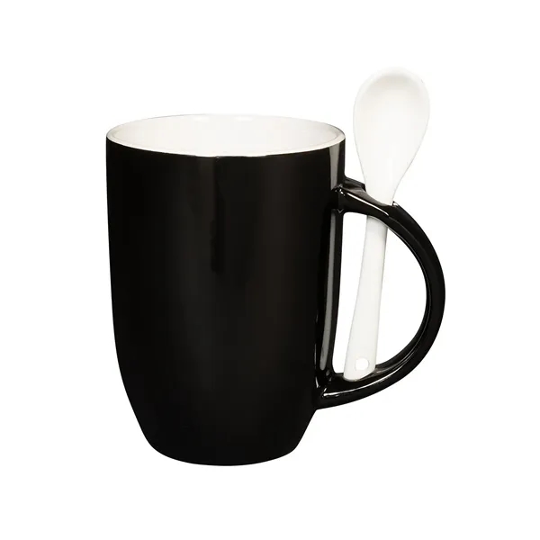 Prime Line. 12 oz. Dapper Ceramic Mug With Spoon. - Prime Line. 12 oz. Dapper Ceramic Mug With Spoon. - Image 7 of 7