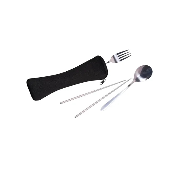 Travel Cutlery Set In Zip Pouch - Travel Cutlery Set In Zip Pouch - Image 1 of 5