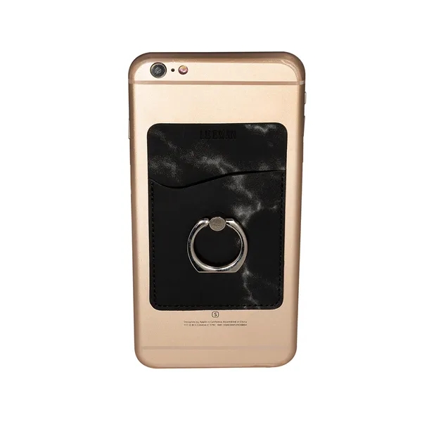 Leeman Marble Card Holder With Metal Ring Phone Stand - Leeman Marble Card Holder With Metal Ring Phone Stand - Image 1 of 3