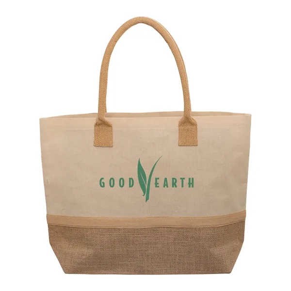 Prime Line. Wanderlust Laminated Jute & Canvas Tote Bag. - Prime Line. Wanderlust Laminated Jute & Canvas Tote Bag. - Image 1 of 1