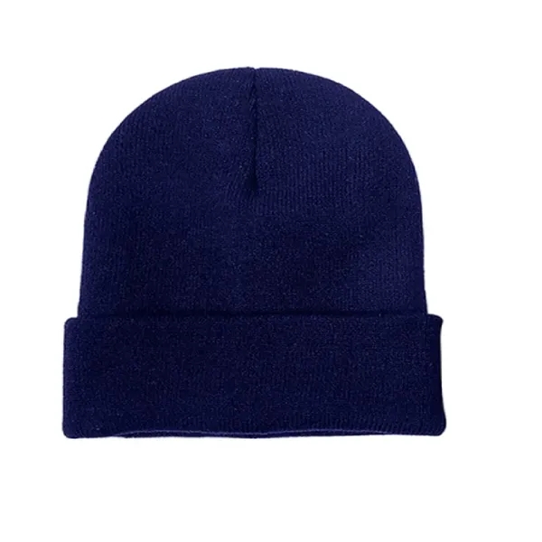 Solid Color Embroidered Knit Unisex Ski Beanie - Solid Color Embroidered Knit Unisex Ski Beanie - Image 1 of 5