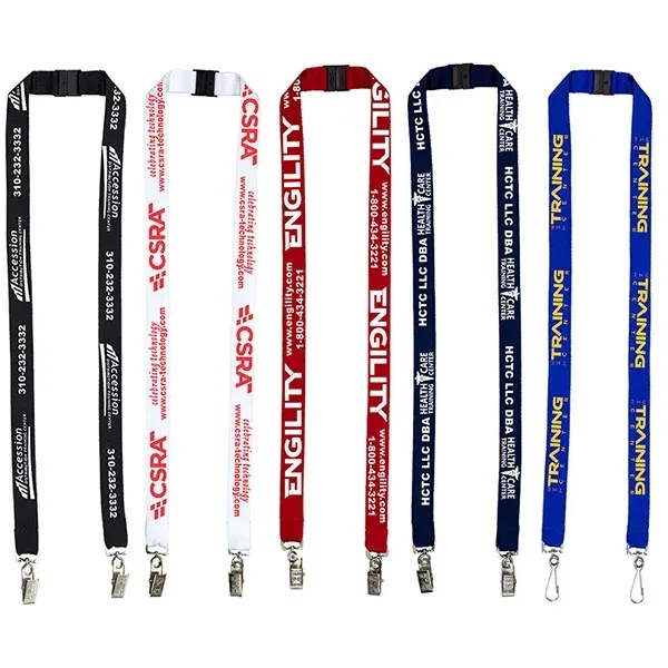 3/4" Dual Attachment Polyester Silkscreen Lanyard with FREE