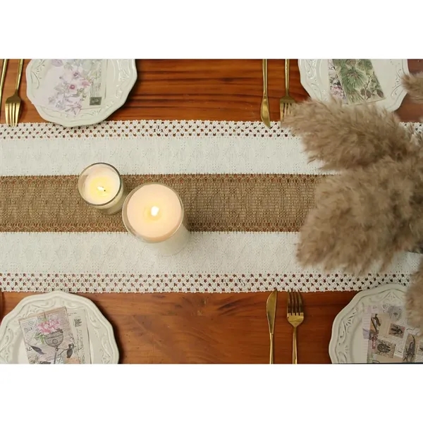 Boho Table Runner with Tassels - Boho Table Runner with Tassels - Image 4 of 5