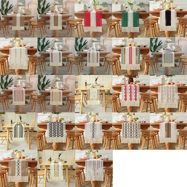 Boho Table Runner with Tassels - Boho Table Runner with Tassels - Image 5 of 5