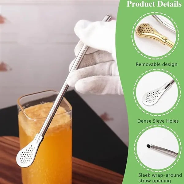 Custom Removable 2 in 1 Stainless Steel Filter Straw Spoon - Custom Removable 2 in 1 Stainless Steel Filter Straw Spoon - Image 2 of 3