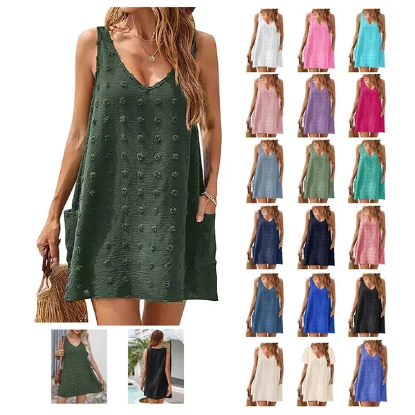 Women's Casual Swiss Polka Dot Summer Dress - Women's Casual Swiss Polka Dot Summer Dress - Image 0 of 21