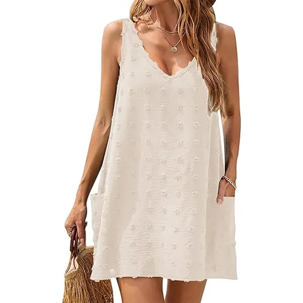 Women's Casual Swiss Polka Dot Summer Dress - Women's Casual Swiss Polka Dot Summer Dress - Image 3 of 21