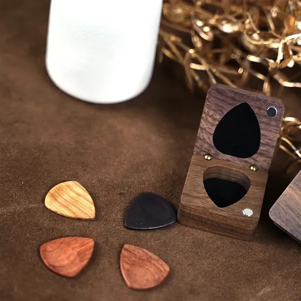 Magnetic Sturdy Wood Guitar Picks With Storage Case Walnut - Magnetic Sturdy Wood Guitar Picks With Storage Case Walnut - Image 1 of 8