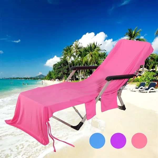 Portable Microfiber Beach Lounge Chair Towel W/ Side Pockets - Portable Microfiber Beach Lounge Chair Towel W/ Side Pockets - Image 1 of 5
