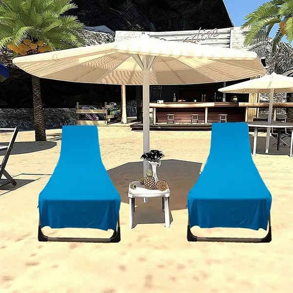 Portable Microfiber Beach Lounge Chair Towel W/ Side Pockets - Portable Microfiber Beach Lounge Chair Towel W/ Side Pockets - Image 5 of 5