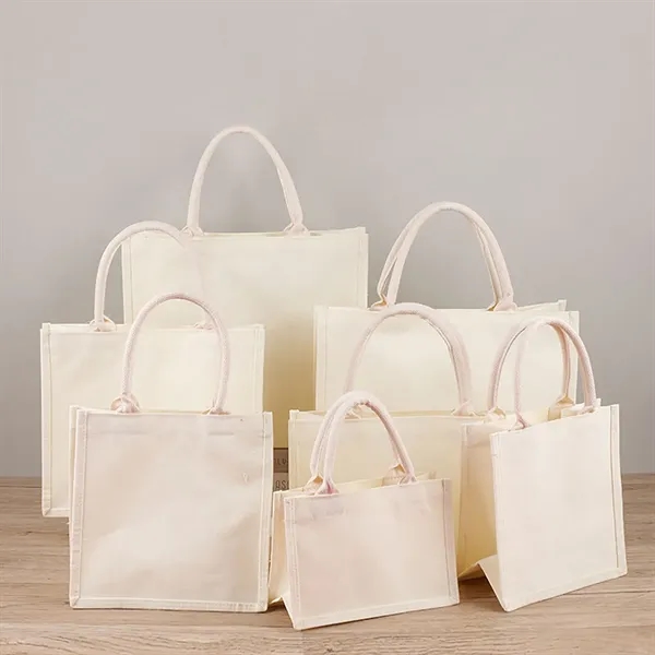 Custom Burlap Film Covered Canvas Tote Bag - Custom Burlap Film Covered Canvas Tote Bag - Image 0 of 4