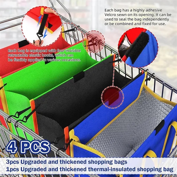 A Set Of 4 Reusable Grocery Shopping Cart Trolley Bags - A Set Of 4 Reusable Grocery Shopping Cart Trolley Bags - Image 3 of 5