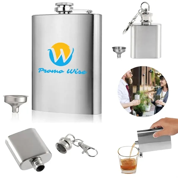 Portable  1/2/4/5 OZ Carabiner Stainless Steel Flat Flask - Portable  1/2/4/5 OZ Carabiner Stainless Steel Flat Flask - Image 0 of 9