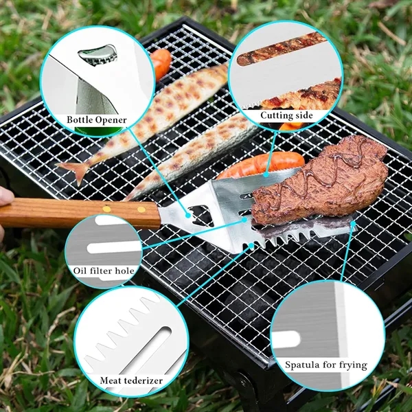 4 in 1 Portable BBQ Grilling Utensil Set with Case - 4 in 1 Portable BBQ Grilling Utensil Set with Case - Image 2 of 6