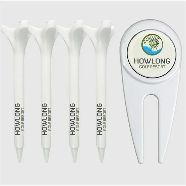 Divot Tool with (4) 2 3/4" Plastic Tees - Divot Tool with (4) 2 3/4" Plastic Tees - Image 0 of 2