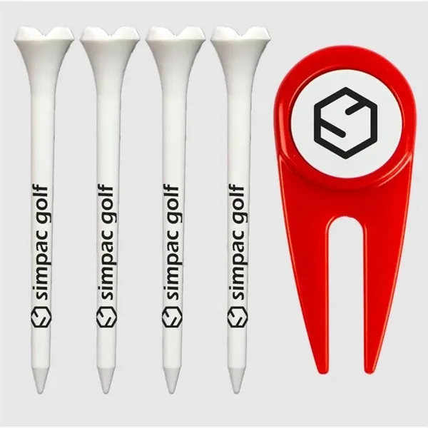 Divot Tool with (4) 3 1/4" Plastic Tees - Divot Tool with (4) 3 1/4" Plastic Tees - Image 0 of 2