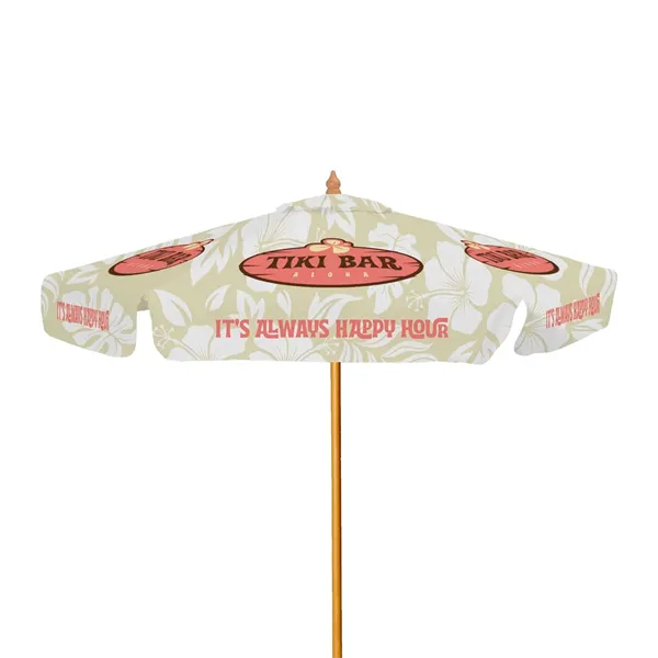 7' Wood Market Umbrella w/ Valance Single-Sided (Dye Sub) - 7' Wood Market Umbrella w/ Valance Single-Sided (Dye Sub) - Image 0 of 0