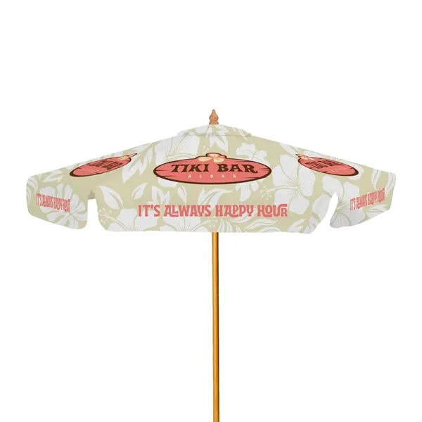 7' Wood Market Umbrella with Valance Single-Sided (Dye Sub)