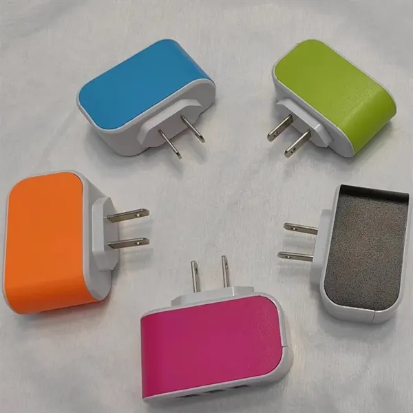 Custom Portable Plastic 3-Port Universal USB Wall Charger - Custom Portable Plastic 3-Port Universal USB Wall Charger - Image 2 of 2