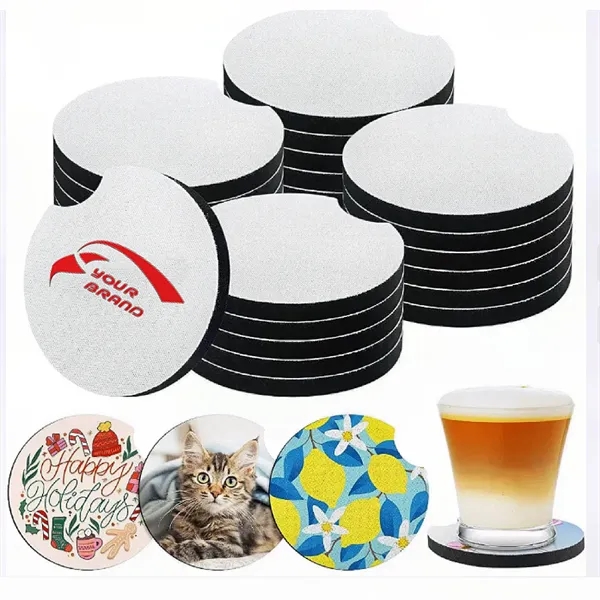 Custom Printed Neoprene White Car Cup Coaster - Custom Printed Neoprene White Car Cup Coaster - Image 0 of 4