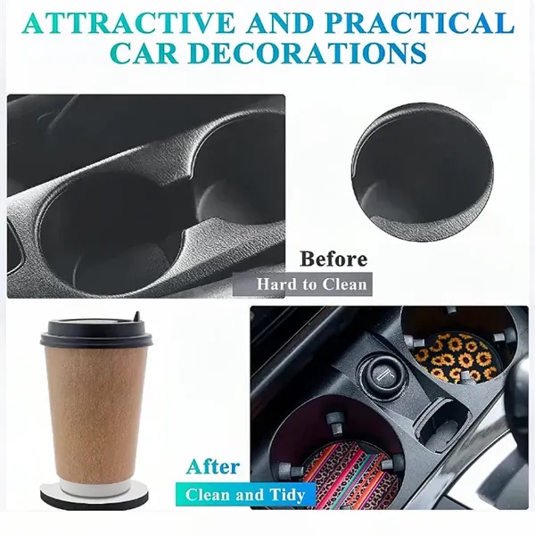 Custom Printed Neoprene White Car Cup Coaster - Custom Printed Neoprene White Car Cup Coaster - Image 2 of 4