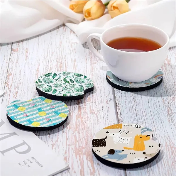 Custom Printed Neoprene White Car Cup Coaster - Custom Printed Neoprene White Car Cup Coaster - Image 4 of 4