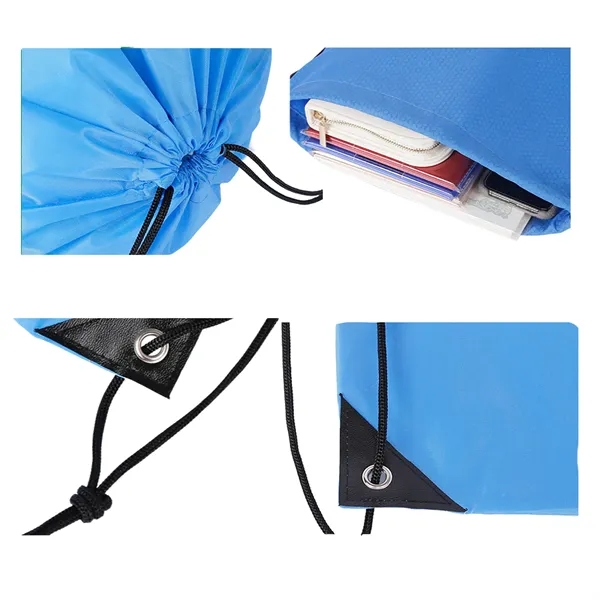 210D Polyester Cinch Backpack Drawstring Bag 16" x 13" - 210D Polyester Cinch Backpack Drawstring Bag 16" x 13" - Image 3 of 5