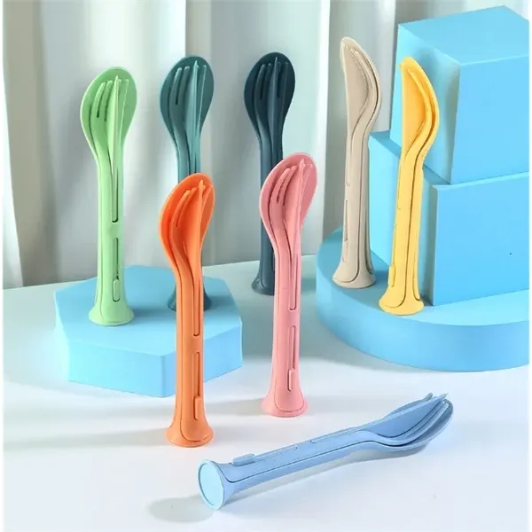 3 in 1 Wheat Straw Portable Cutlery Set - 3 in 1 Wheat Straw Portable Cutlery Set - Image 3 of 3