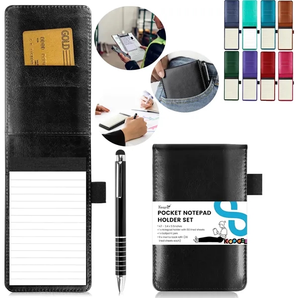 Leather Pocket A7 Notebook with Pen - Leather Pocket A7 Notebook with Pen - Image 0 of 4
