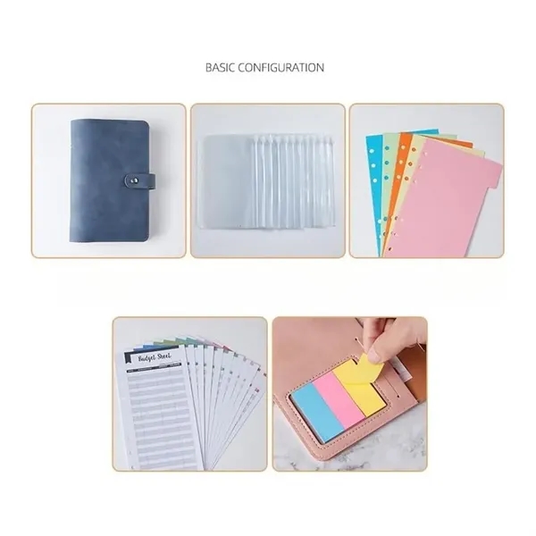 A6 PU Leather Loose-Leaf Notebook With Sticky Notes - A6 PU Leather Loose-Leaf Notebook With Sticky Notes - Image 4 of 7