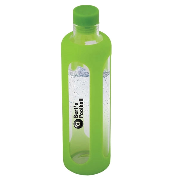 600 ml. (20 fl. oz.) glass water bottle with silicone sleeve