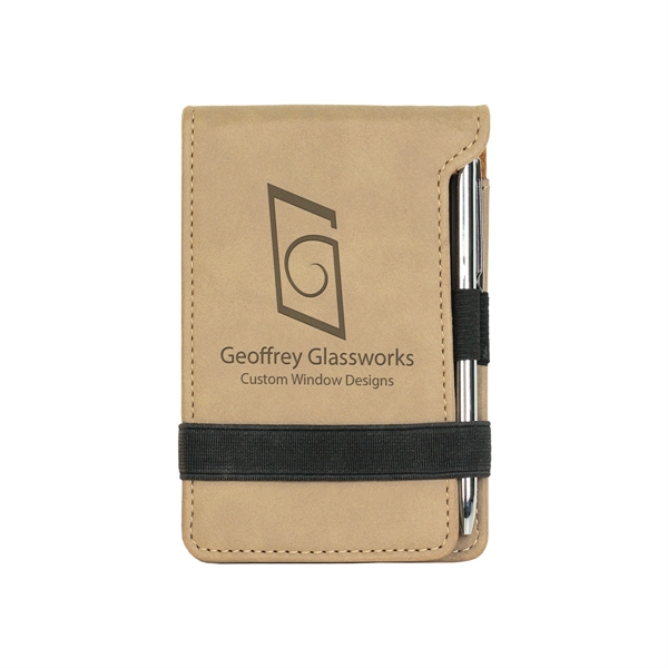 Light Brown Leatherette Mini Notepad with Pen - Light Brown Leatherette Mini Notepad with Pen - Image 0 of 1