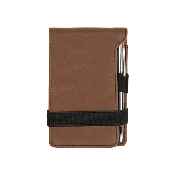 Dark Brown Leatherette Mini Notepad with Pen - Dark Brown Leatherette Mini Notepad with Pen - Image 1 of 1