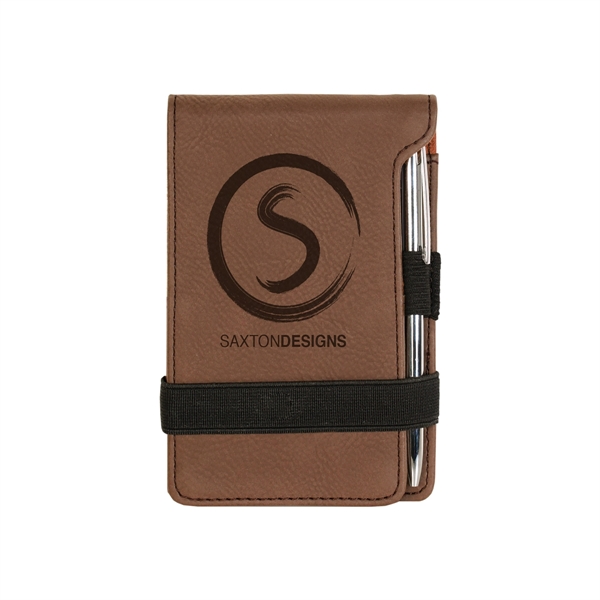 Dark Brown Leatherette Mini Notepad with Pen - Dark Brown Leatherette Mini Notepad with Pen - Image 0 of 1