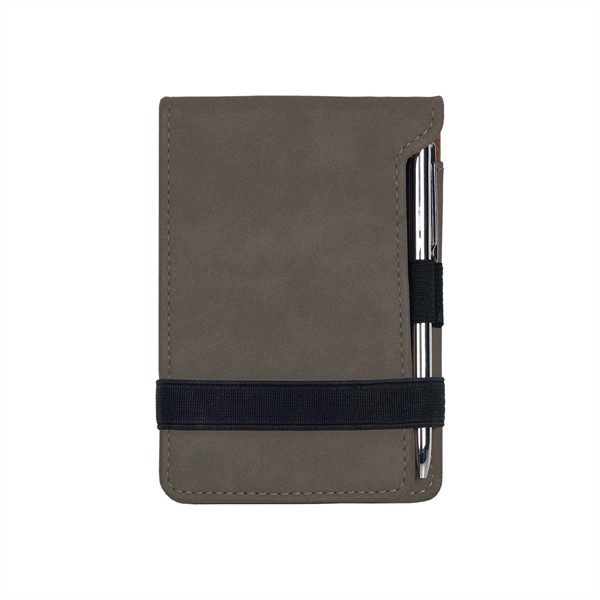 Gray Leatherette Mini Notepad with Pen - Gray Leatherette Mini Notepad with Pen - Image 1 of 1