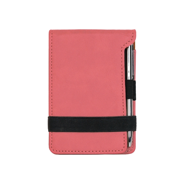 Pink Leatherette Mini Notepad with Pen - Pink Leatherette Mini Notepad with Pen - Image 1 of 1
