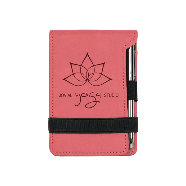 Pink Leatherette Mini Notepad with Pen - Pink Leatherette Mini Notepad with Pen - Image 0 of 1