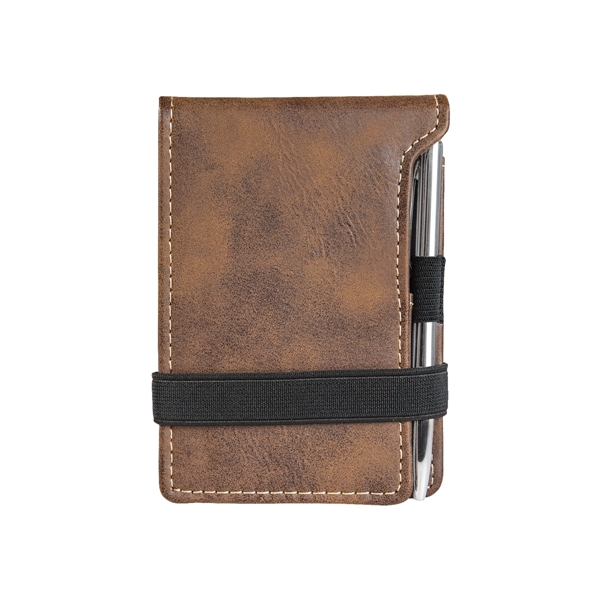 Rustic & Gold Leatherette Mini Notepad with Pen - Rustic & Gold Leatherette Mini Notepad with Pen - Image 1 of 1