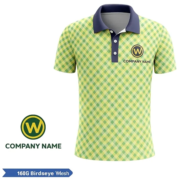 Polo UNIsex Sublimated Short Sleeve - 160G Birdseye Mesh - Polo UNIsex Sublimated Short Sleeve - 160G Birdseye Mesh - Image 0 of 0