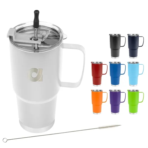 30 Oz. Lisbon Stainless Steel Tumbler With Straw - 30 Oz. Lisbon Stainless Steel Tumbler With Straw - Image 1 of 5