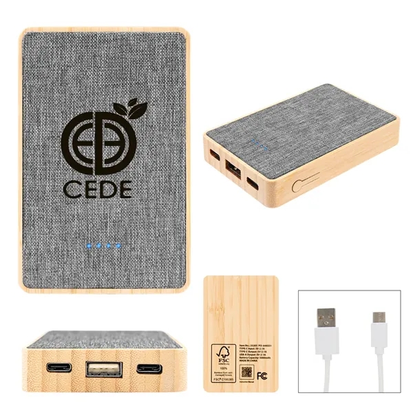5000 mAh Bamboo & Recycled Fabric Power Bank - 5000 mAh Bamboo & Recycled Fabric Power Bank - Image 2 of 2