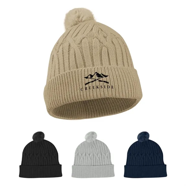 Courtney Cable Knit rPET Pom Beanie - Courtney Cable Knit rPET Pom Beanie - Image 0 of 4