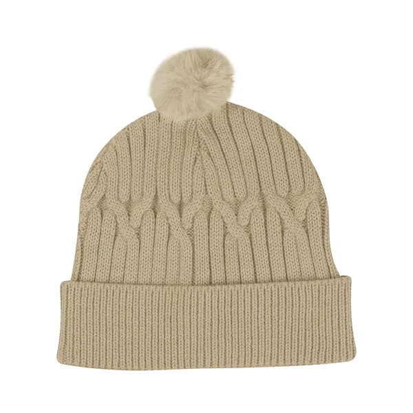 Courtney Cable Knit rPET Pom Beanie - Courtney Cable Knit rPET Pom Beanie - Image 4 of 4