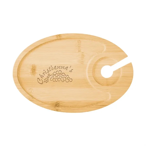 Custom Wine & Dine Recessed Bamboo Tray With Wine Glass Holder