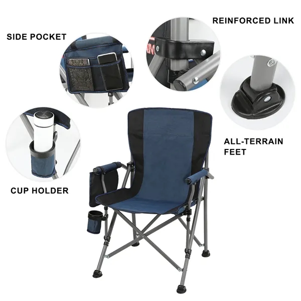 Portable Folding Camping Chair Holds 350lbs For Outdoors - Portable Folding Camping Chair Holds 350lbs For Outdoors - Image 2 of 2