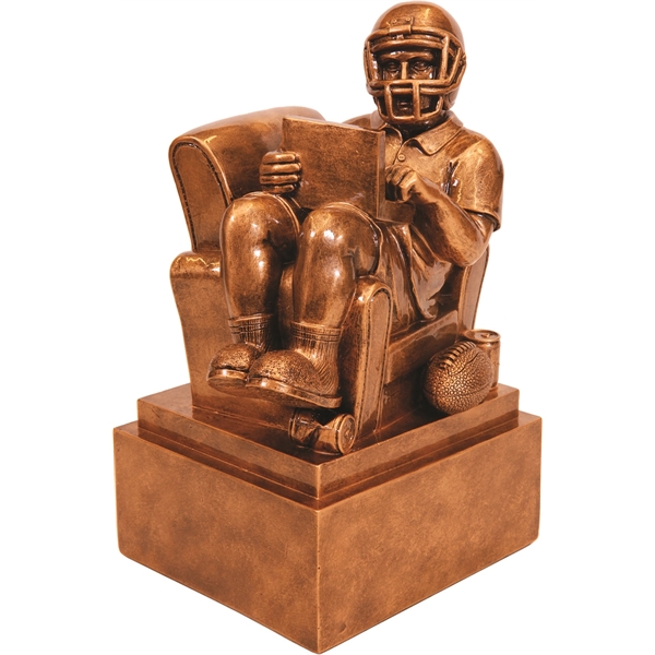 Antique Gold Fantasy Football Man in Chair - Antique Gold Fantasy Football Man in Chair - Image 1 of 1