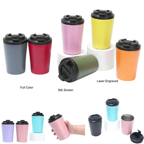 12 oz Stainless Steel Insulated Coffee Tumbler with Marks - 12 oz Stainless Steel Insulated Coffee Tumbler with Marks - Image 0 of 16